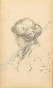 Sketch of a woman. 1922. Work by Major Tom Barnard