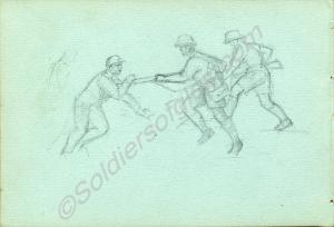 Sketches of figures by Major Tom Barnard for the p