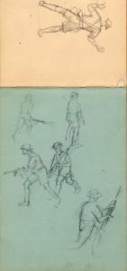 Sketches of figures by Major Tom Barnard for the p
