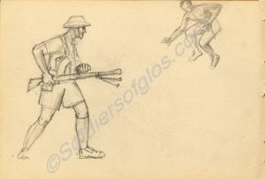 Sketches of figures by Major Tom Barnard for the p