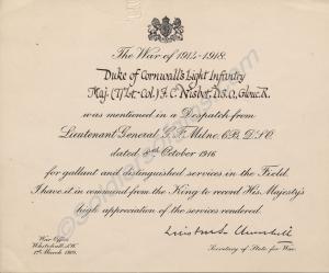 Mention in Despatches. Lieutenant-Colonel Francis