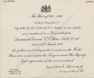 Mention in Despatches. Lieutenant-Colonel Francis