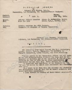 Battalion Order. Lieutenant-Colonel Francis Courte