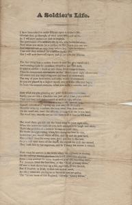 Poem 'A Soldiers Life'. Published by G.M.C. Press,