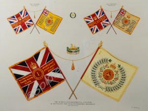 Watercolour depicting the Colours of the 28th and