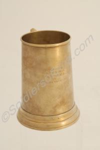 Very badly-worn silver plate beer tankard with gla