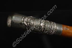 Swagger stick with crested silver knob and brass t