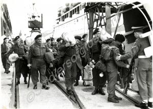 Troops embarking troopship  H.M.T. Empire Windrush