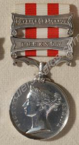 Indian Mutiny Medal with clasps for Lucknow and De
