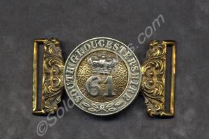 Officer's waist belt buckle in gilt and silver pla