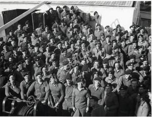 Soldiers on board troopship H.M.T. Empire Windrush