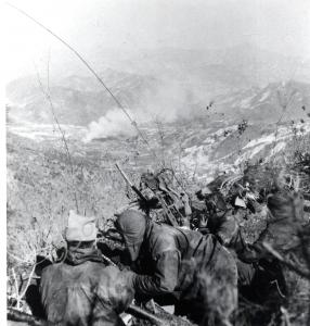 Signal section in action. Gloucestershire Regiment