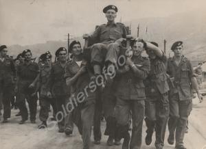 Repatriated P.O.W'S carrying Lieutenant-Colonel J.