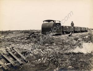 Section of narrow gauge railway track destroyed af