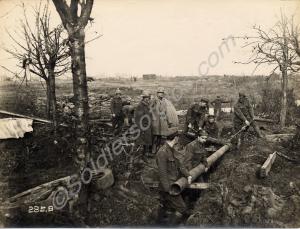 Royal Engineers laying water pipe. Belgium 1916-19