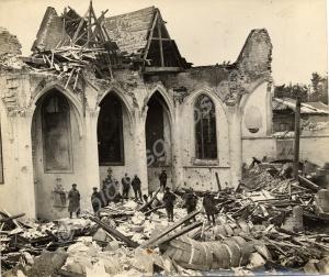 Ruins of Bapaume church. Mined by the Germans. Bel