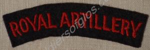 Royal Artillery shoulder title, as worn on the uni
