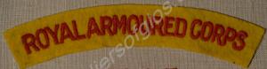 Shoulder title of the Royal Armoured Corps, as wor