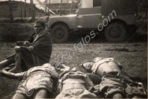 Captured and dead Mau Mau. Munyange, Kenya. 1954-1
