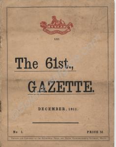 Edition of 'The 61st Gazette', No. 1. Printed and