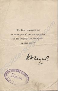 Two condolence letters (Infantry Records Office an