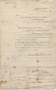 Letter of 1917 notifying the interment of 15902 Pr