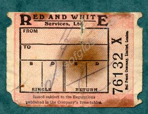Red and white railway ticket No 76132X.  c. 1939-1