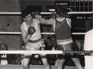Private Mulcahy winning on points in a boxing comp