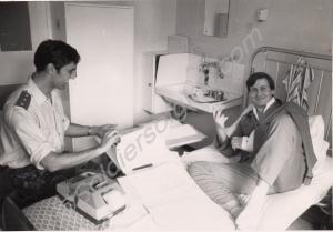 Lieutenant Angley and Captain Mitchell in sick bay