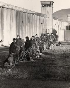 "Snapper" dog-handlers by the wall of Magilligan P