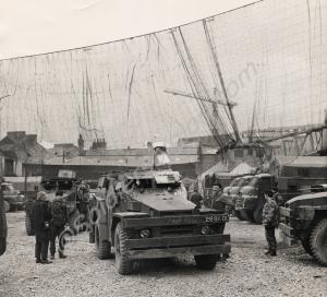 Vehicle depot, Northern Ireland, 1973.
