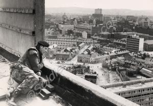 Oobservation from roof top, Northern Ireland, 1973