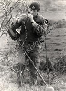 Soldiers using a mine detector, Northern Ireland,