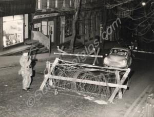 Road block, Londonderry, Northern Ireland, 1970.