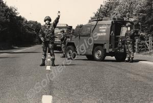 A road block, Northern Ireland.