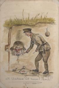 "A hole cut in the clay back of the trench, and p