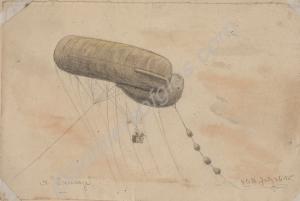 "An Artillery Observation Ballooon, drawn with th
