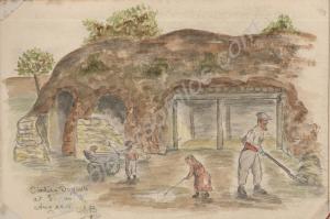 "Dugouts cut by the inhabitants for their own saf