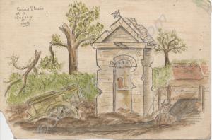 "A ruined shrine near our trenches. Hebuterne." P