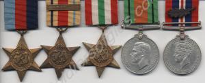 Group of five medals; 1939-1945 Star, Africa Star,