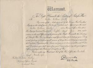 Warrant to W.W. Bailey dated 20th March 1918. 2416