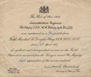 Mention in Despatches certificate to 2416/240545 C