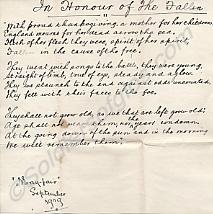 Manuscript poem 'In Honour of the Fallen', Septemb