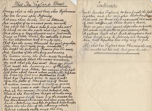 Manuscript poem 'What has England Done?'  Author u