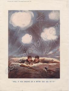Colour cartoon print by Bruce Bairnsfather,  publi