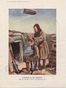 Colour cartoon print by Bruce Bairnsfather,  publi