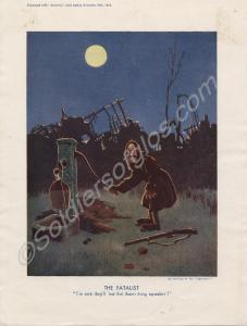 Colour cartoon print by Bruce Bairnsfather,  publi