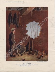 Colour cartoon print by Bruce Bairnsfather,  publi