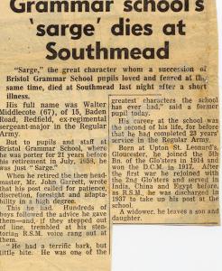Obituary of Regimental Sergeant-Major Walter Middl