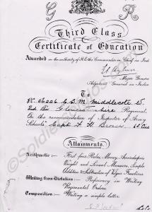 Photocopy of Third Class Certification of Educatio